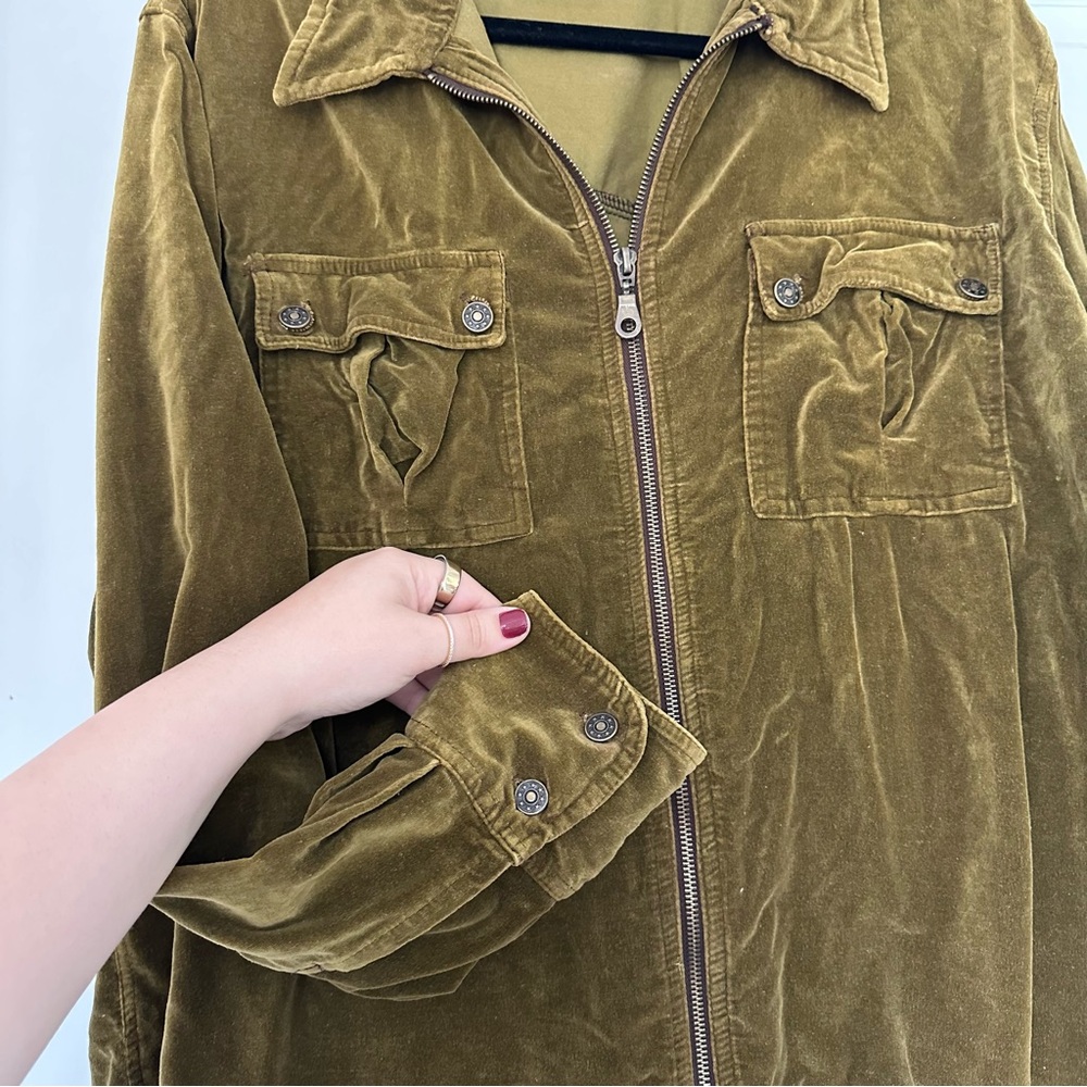 Bill Blass Women (2X) Vintage Olive Green Velour Zip Up Jacket - Picture 3 of 5